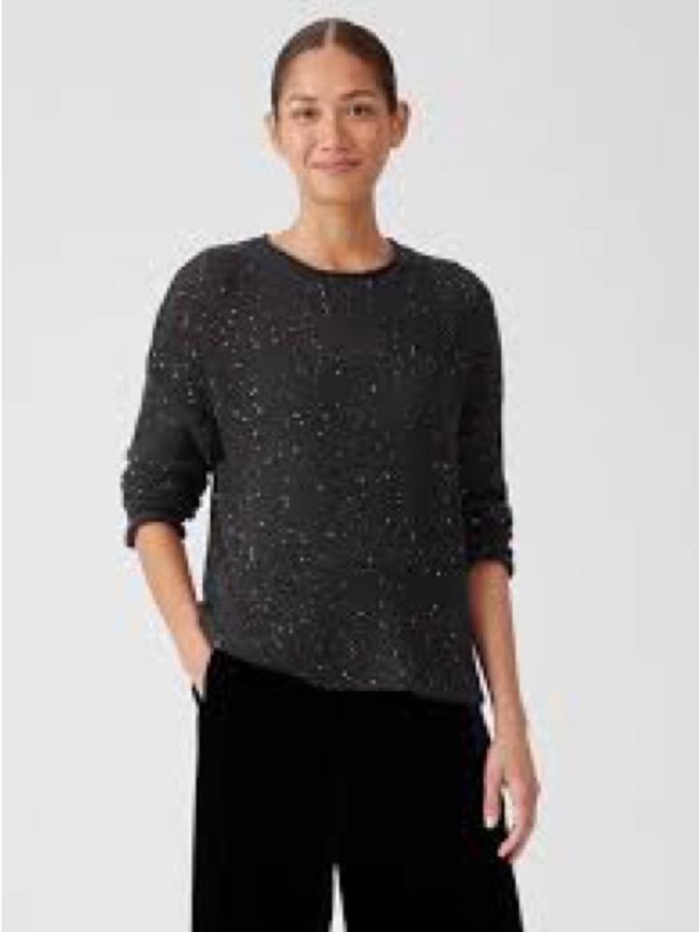 Eileen Fisher Merino Sparkle Wool Blend Black Metallic